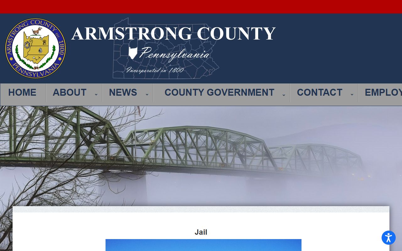 Armstrong County Jail page for inmate population and facility records