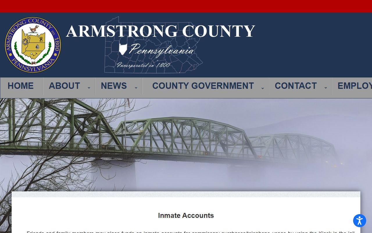 Armstrong County Jail inmate account deposit rules and Access Corrections information