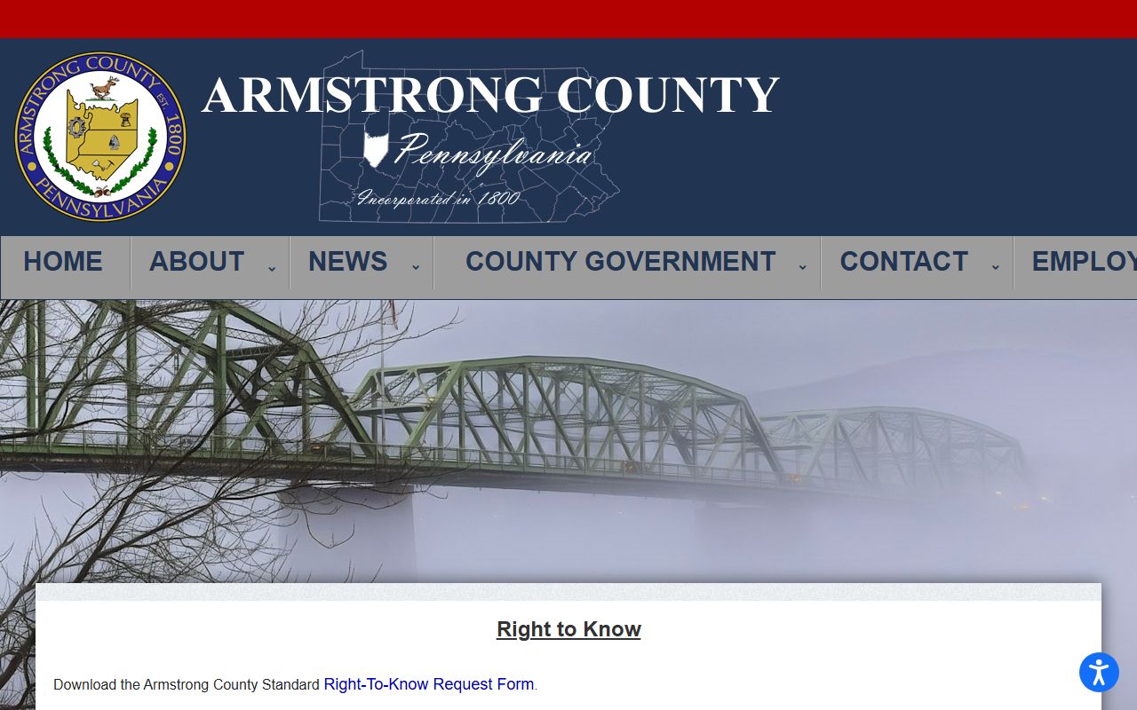 Armstrong County Right-to-Know page for inmate records requests
